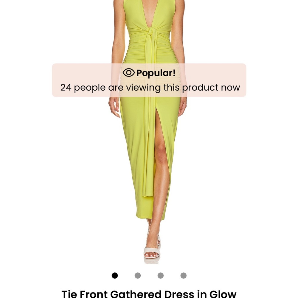 Susana Monaco Yellow Ruched Plunge Maxi Dress